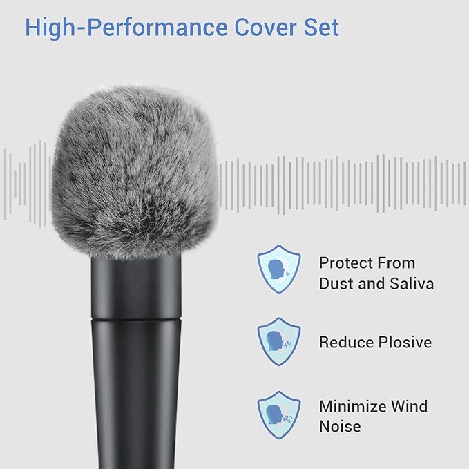 Cubilux Foam Cover & Furry Windscreen Pack Compatible with Shure SM57 Microphone, MIC Wind Muff, Windshield, Dead Cat, Pop Filter,Muff Windshield Windjammer Deadcat for Shure SM57 Microphone
