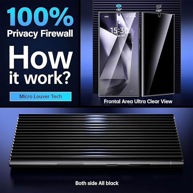 X-it for Samsung Galaxy S24 Ultra Screen Protector Privacy [Auto Alignment/Dust Removal],Bubble-Free,[100% Ultrasonic Fingerprint ID] Easy Installation Full Coverage Anti-Spy [Non-Glass] 2 Packs