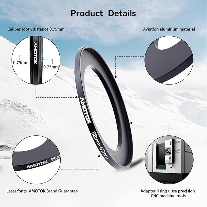 58mm Lens to 67mm Camera Filters Ring Compatible All 58mm Camera Lenses to 67mm UV CPL ND Filter Accessory and 67mm Camera Accessory(58-67mm)
