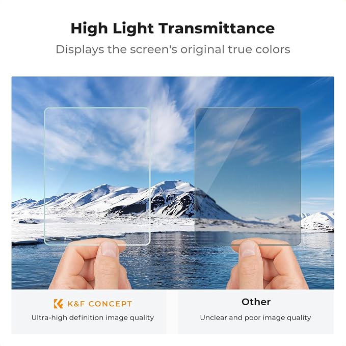 K&F CONCEPT 3 Pack Camera Screen Protector Kit Compatible with Canon R50 R8, 0.3mm 9H Hardness Tempered Glass Cover Anti-Scratch Bubble-Free & Hot Shoe Cover