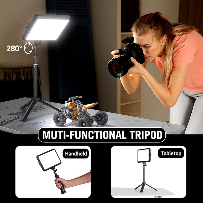 2-Pack Portable Photography Lighting Kit, Arsoer 8" 2800K-6500K Dimmable Studio Lights with Tripod, USB Powered Video Light for Photography/Zoom/Video Conference/Live Streaming/YouTube/Tiktok/Ins