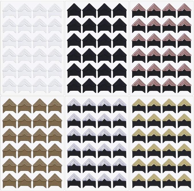 Penta Angel 12 Sheets 6 Colors Photo Corner Stickers Holder Protectors Self Adhesive Photo Mounting Corner Stickers Picture Corners for DIY Scrapbooking Photo Album Personal Journal Diary, 288 Count