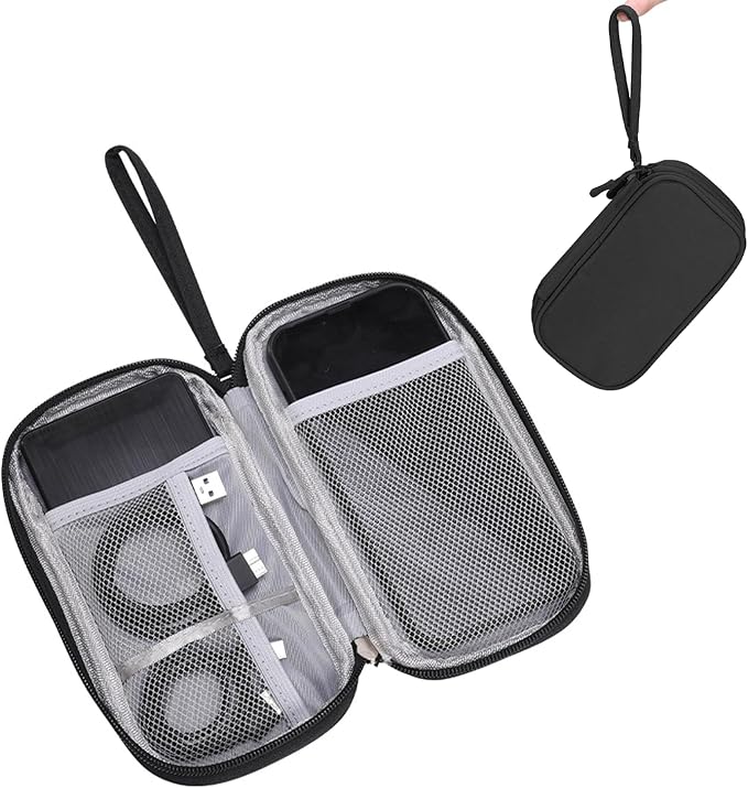 OBHEI Electronic Organizer Double Layer, Water Resistant Cable Organizer Bag for Travel Essentials, Cord, Charger, Phone, Earphone, Large Size,Accessories Travel Essentials (Black, Single-Layer)