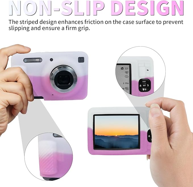 Easy Hood Camera Case for Kodak PIXPRO FZ55, Soft Silicone Cover Anti-Scratch Slim Fit FZ55 DSLR Camera Sleeve Body Skin Travel Protective Case, White Pink