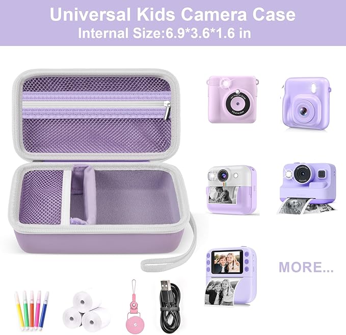 Grapsa Case Compatible with ESOXOFFORE for Dylanto for Anchioo for WEEFUN for GKTZ for Amzelas for Mafiti Instant Print Camera for Kids, Film Camera Storage Holder Organizer Bag (Box Only)- Purple