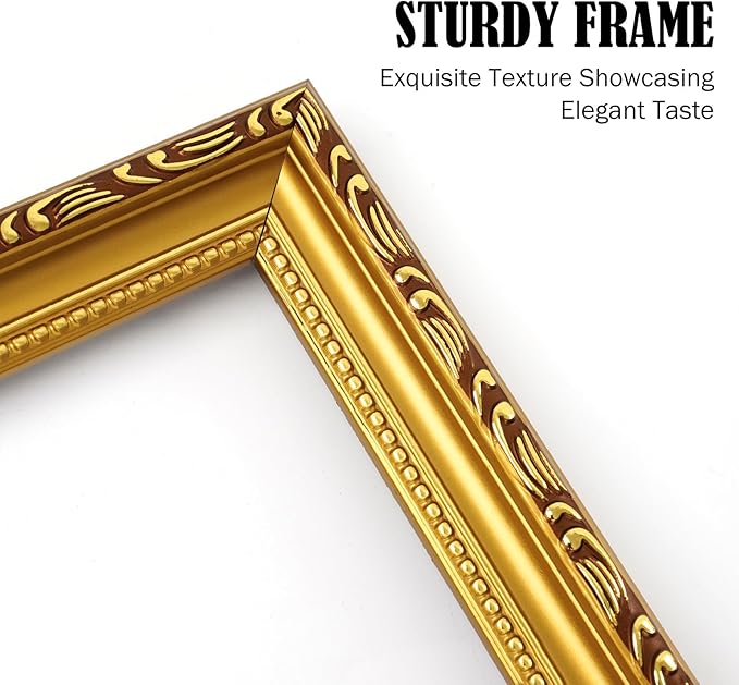 5×7in Picture Frame Gold, Picture Frames for Wall Hanging And Tabletop Display, Ornate Photo Frame for Poster,Vintage Frames,Christmas Frames,with Durable Plexiglass