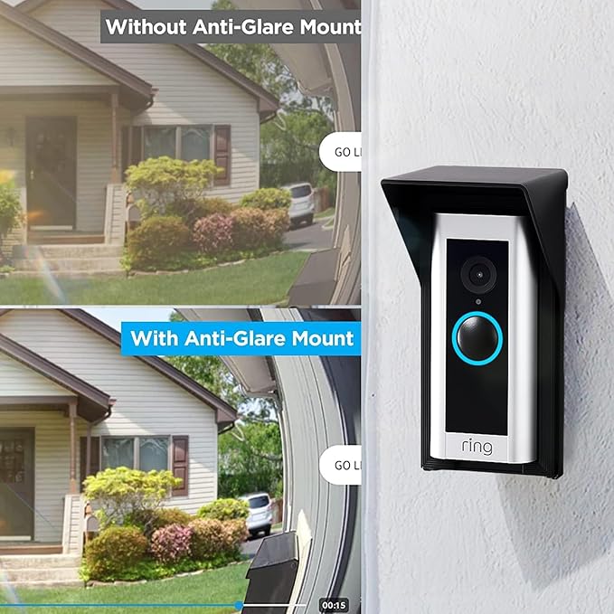 OLAIKE Doorbell Rain Anti-Glare Cover Compatible with Ring Video Doorbell Pro/Pro 2/Wired and Blink Video Doorbell 1st/2nd Gen,Doorbell Waterproof Bracket for Brick Wall & Apartment Doorbell (A-Black)