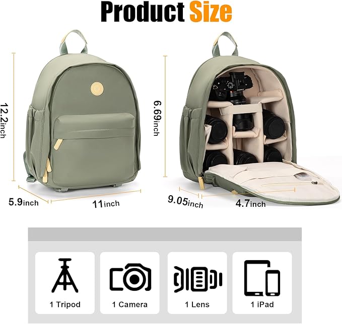 Cwatcun Camera Backpack Bag for Women, Stylish DSLR/SLR Camera Bag with Tripod Strap Laptop Compartment and Removable Dividers Lightweight Photograhy Backpack Case for Canon/Nikon/Sony Accessories