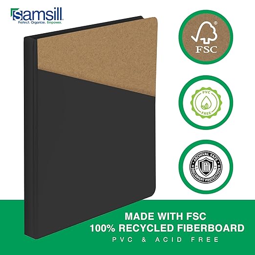 Samsill Durable 0.5 Inch Binder, Made in The USA, D Ring Binder, Customizable Clear View Cover, Charcoal Black, Holds 125 Pages