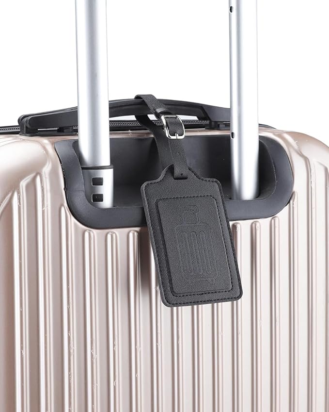 Teskyer Luggage Tags, Thick & Durable, Easy to Identify, Privacy Protection, TSA Approved Travel Essentials Suitcase Tags - 4 Pack, Black