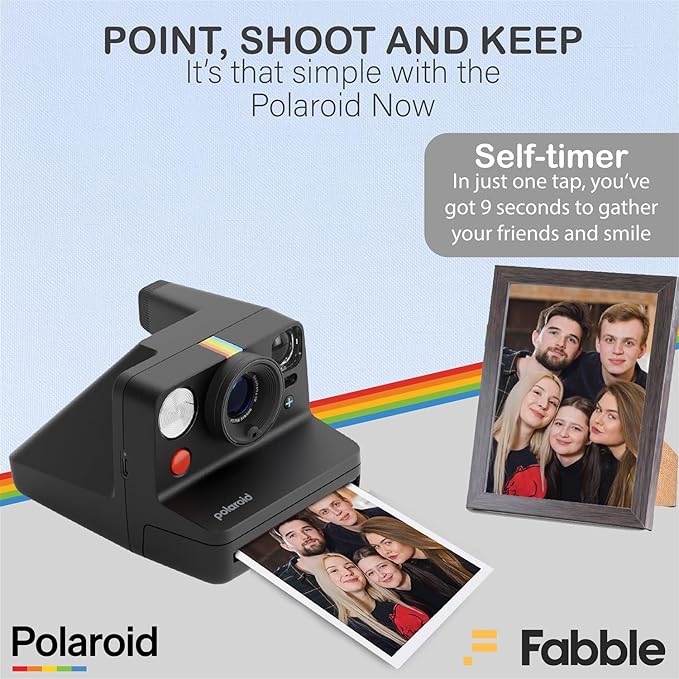 Polaroid Now+ Generation 3 I-Type Instant Film Camera (Black) Bundle with Polaroid Color I-Type Film (8 Exposures), Hard Protective Case and USB-C 6 ft. Cable