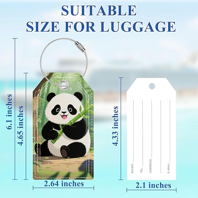 Luggage Tag, Personalized Luggage Tags for Suitcases, Cute Bag Tags for Backpacks Handbag School Instrument with Name ID Label Travel Essentials, Unique Fun Baggage Tags 2 Pack, Panda