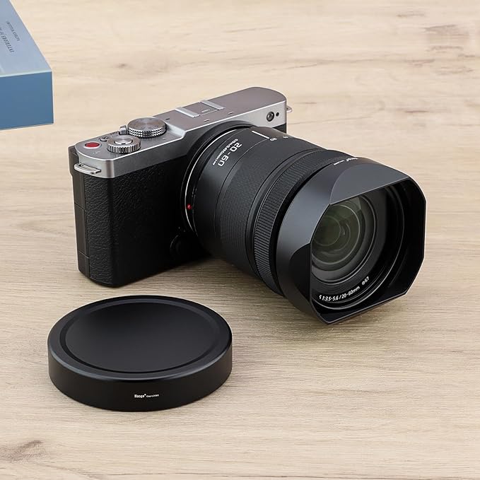 Haoge Square Metal Lens Hood for Panasonic LUMIX S 20-60mm F3.5-5.6 Lens with Metal Cap Kit S-R2060 Bayonet Shades Accessories
