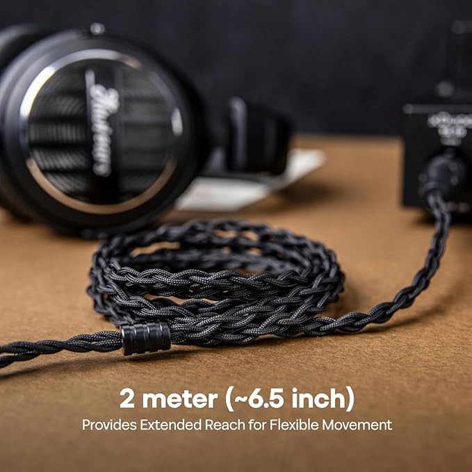 Linsoul Tripowin Nova Monitor Headphone Cable, Over-Ear Headphone Wire, 4-Strand Silver Foil/OCC Hybrid Upgrade Cable, 2M, Dual 3.5mm to 4.4mm/3.5mm/XLR Plug, for Musicians Audiophiles (4.4mm, Black)