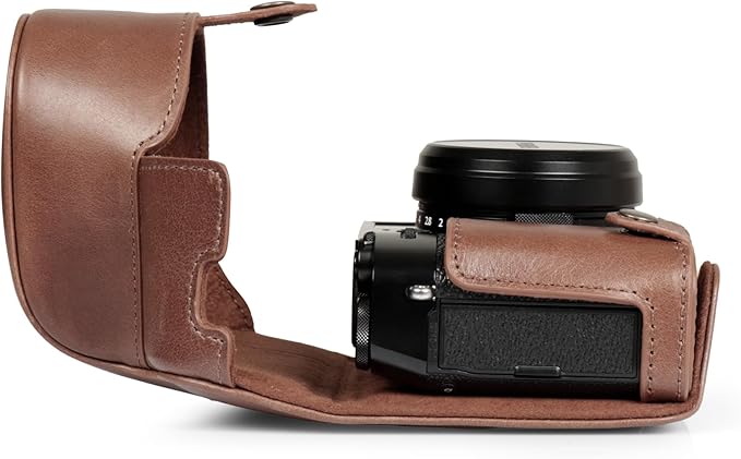 Mega Gear Genuine Leather Camera Case for Fujifilm X100VI - Stylish and Protective - Brown