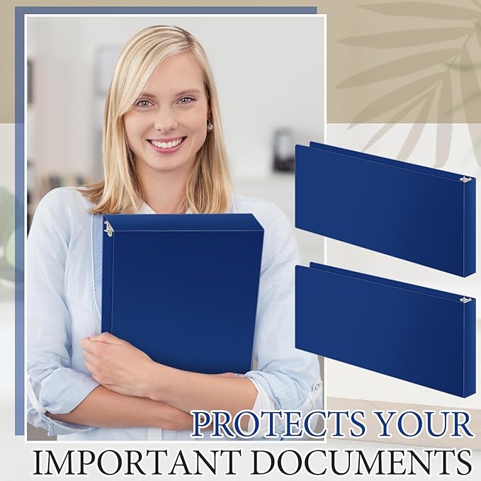 Humyoun 2 Pcs 8.5'' x 14'' Landscape 3 Ring Legal Size Binders 2 Inch Round Ring Binders Heavy Duty Economy Holds 8.5 '' x 14'' Paper for Artwork Blueprints, Office, Home, Work Places (Blue)