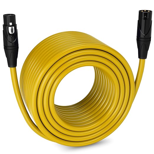LyxPro 250 Feet XLR Microphone Cable Balanced Male to Female 3 Pin Mic Cord for Powered Speakers Audio Interface Professional Pro Audio Performance and Recording Devices - Yellow