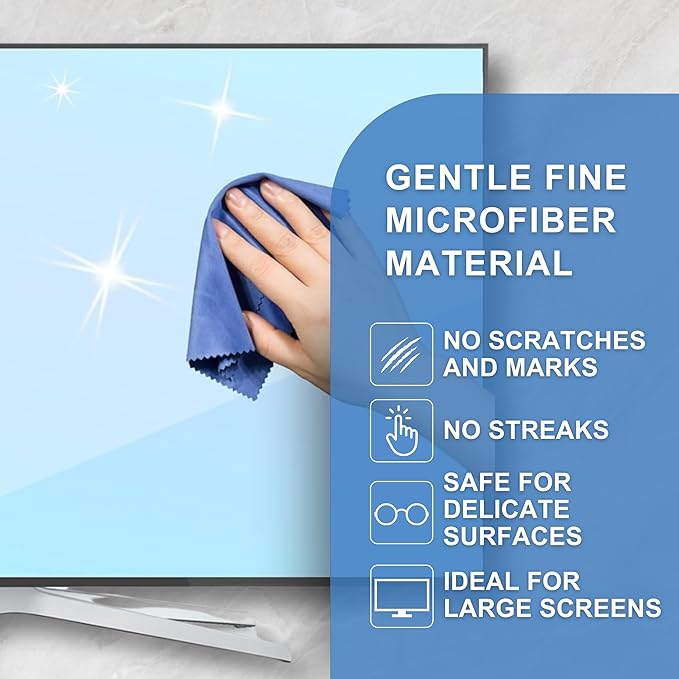 Eco-Fused XL Microfiber Cleaning Cloths - 5 Pack - 12 x 12 inch (30.5 x 30.5 cm) - Quickly Remove Fingerprints, Dust and Smudges from Tablet, TV and Notebook Screens Without Scratches or Marks