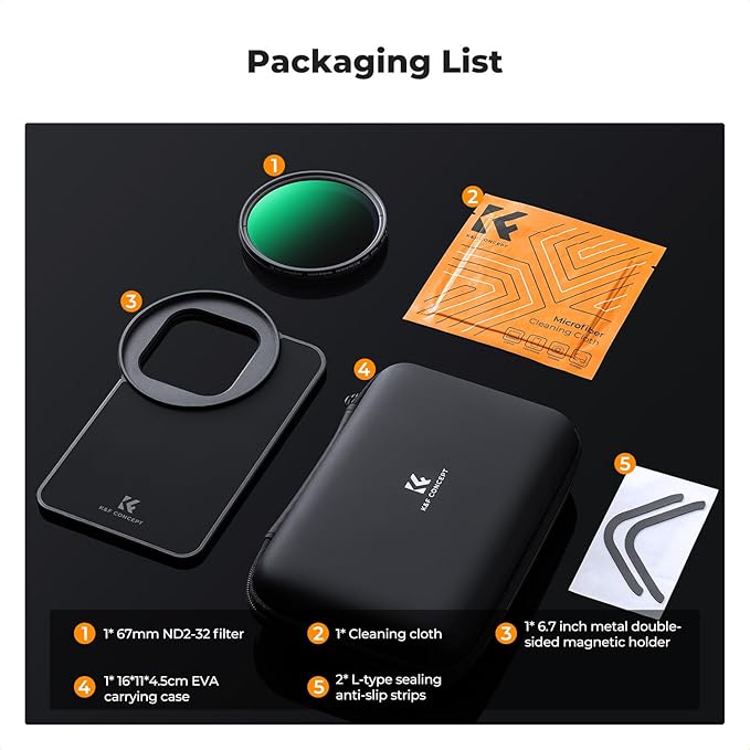 K&F CONCEPT 6.7 inch Magnetic Lens Filter Mount Adapter with 67mm Variable ND2-32 Filter Compatible with iPhone, Compatible with 16/15/14/13/12 Pro Max, 16/15/14 Plus