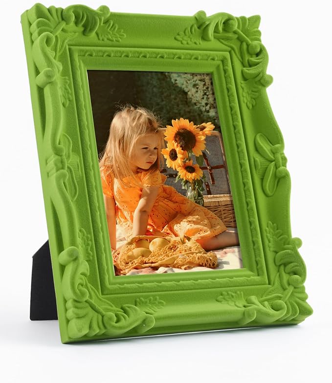 Green 4x6 Picture Frame for Portraits Wedding Photos, Small Cute Decorative Frame with Stand for Table Shelf Desk Decor, Unique Gift for Housewarming Birthday (Lawn Green)