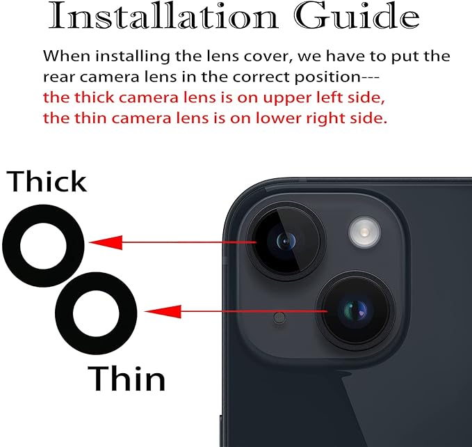 2 Pcs/Set Back Rear Camera Lens Replacement for iPhone 14 for iPhone 14 Plus, Rear Glass Camera Lens Cover Back Camera Glass Lens Replacement with Pre-Installed Adhesive + Repair Tool Kit