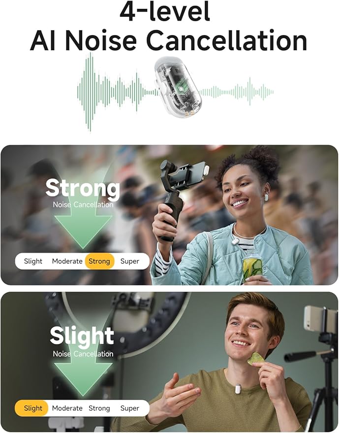MAONO Wave T1 Mini Wireless Lavalier Microphone for iPhone 16 15 Android Tablet with USB-C Plug, Noise Cancellation, AI Voice Filter, 30H Used with Charging Case for Video Recording TikTok-White