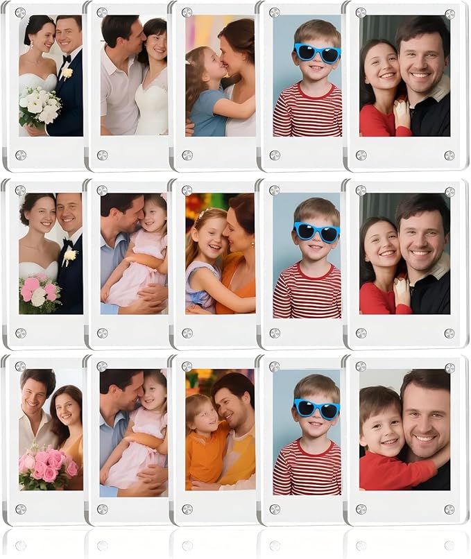 10 Pack Acrylic Fridge Magnetic Frame for Polaroid, Ultra Clear 2.36x3.54" Mini Picture Frames for Instax Mini, Double Sided Photo Refrigerator Polaroid Magnet Picture Frame, Picture Display Frame