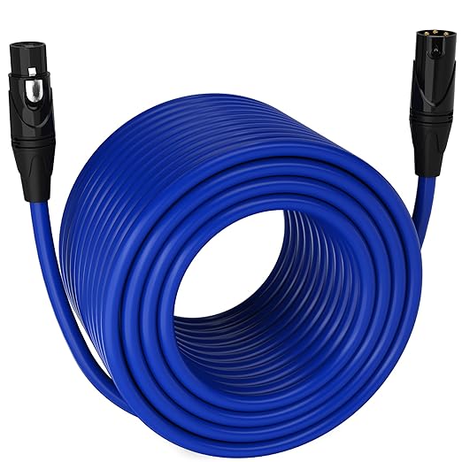 LyxPro 300 Feet XLR Microphone Cable Balanced Male to Female 3 Pin Mic Cord for Powered Speakers Audio Interface Professional Pro Audio Performance and Recording Devices - Blue