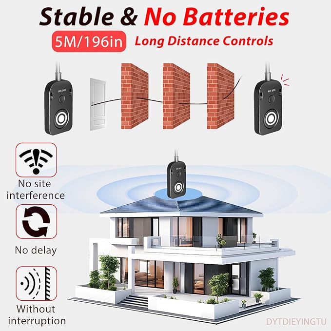 RC301-L1 for Panasonic Remote Camera Small Shutter Release Remote Control 196.8 "Extended Cable Remote Wired Button GH3 GH4 GH5 GH6 S5 S5II G85 G9 GXL S1R -114(RC301-L1 GH 196.8in/5m)