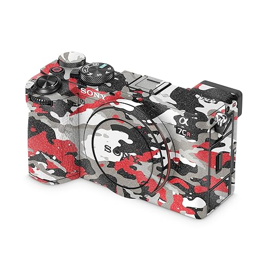 Glossy Glitter Camera Skin Compatible with Sony Alpha 7CR Camera (2023) - Red Camo - Premium 3M Vinyl Protective Wrap Decal Cover - Easy to Apply | Crafted in The USA by MightySkins
