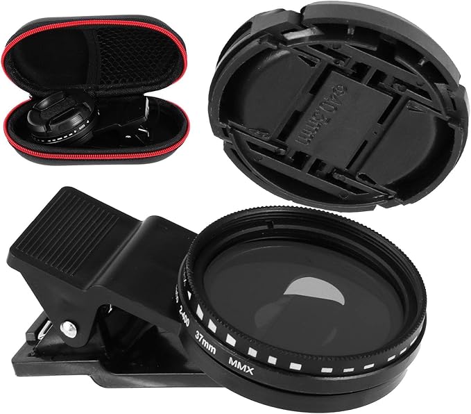 37mm Phone Camera Lens, Universal Polarizer Filter Clip-on ND 2-400 Cell Phone Lens Adjustable Neutral Density Filter Compatible with Most Mobilephone Models