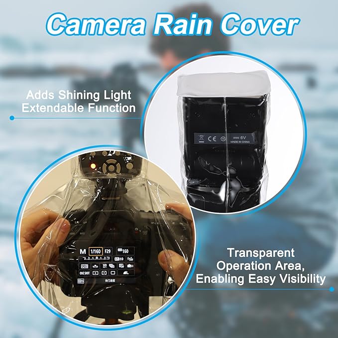 PATIKIL Camera Rain Cover, 2 Pcs Waterproof Protective Covers Camera Sleeve Protector Up to 8 Inch Lens, Clear