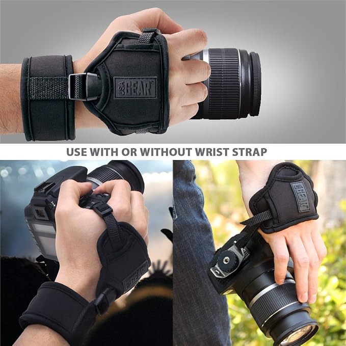 USA GEAR DualGRIP Professional Grip Camera Wrist Hand Strap with Neoprene Design and Metal Plate - Compatible with Canon, Fujifilm, Nikon, Sony, and more DSLR, Mirrorless, Point & Shoot Camera (Black)