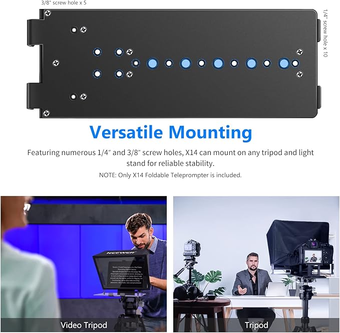 NEEWER Teleprompter X14 with RT-110 Remote & APP Control (Bluetooth Connection via NEEWER Teleprompter App), Portable No Assembly Compatible with iPad Android Tablet, Smartphone, DSLR Camera