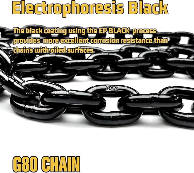 5/16" Binder Chain,25FT Trailer Safety Chains with Clevis Grab Hooks, 4:1 Safety Factor, 4,900 lbs Safe Working Load | Heavy Duty Chain for Towing,Transporting,Logging(EP Black)