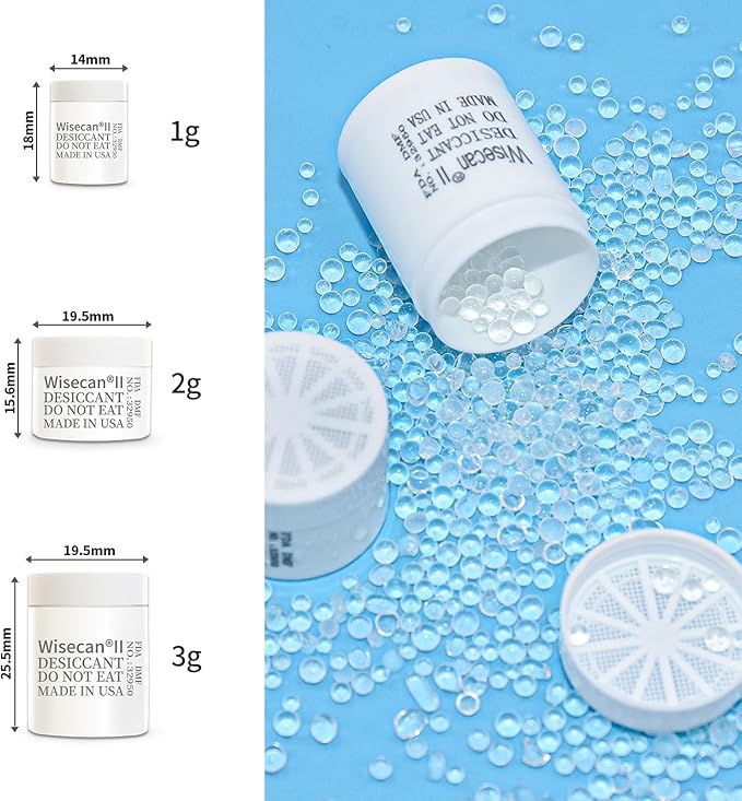 3 Gram 1500 Pack Silica Gel Canister, Desiccant Canister, Silica Gel Capsules, Desiccant Capsules, Moisture Absorbers for Food Storage, Food Safe Dehumidifiers Wisecan