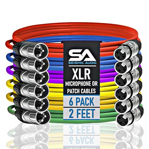 Seismic Audio SAXLX-2-6 Pack of 2 Feet Multiple Color XLR Male to XLR Female Patch Cables, Balanced Cords
