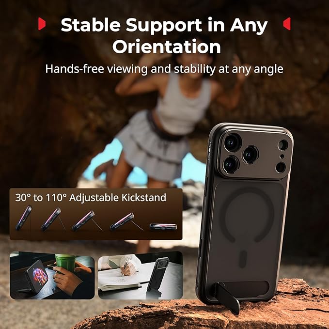 SMALLRIG FilMov Phone Case Kit for iPhone 17 Pro, Magnetic Phone Case with Adjustable Kickstand, Lens Backplate, Support for MagSafe, for Phone Gimbal Stabilizer, for DJI, for Insta360, Black-5549