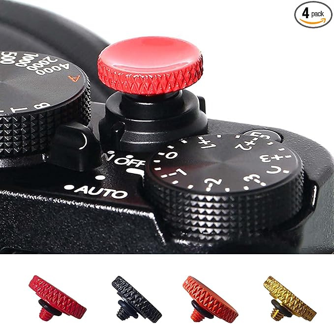for Fujifilm Camera Shutter Button,4PCS Premium Soft Release Button for Enhanced Comfort and Control, Compatible for Fujifilm X100 X100T X-E1 X-T10 X-T30 Accessories(Orange/Black/Red/Gold)