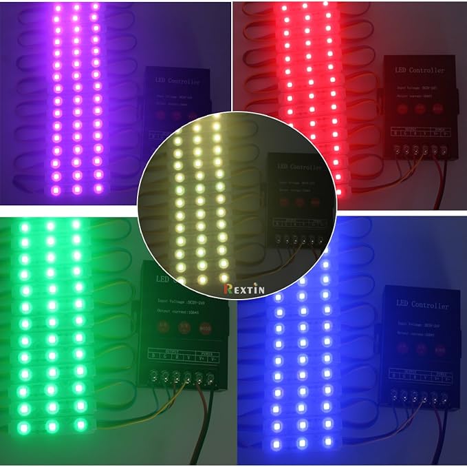 REXTiN 200pcs 12V 5050 SMD 3 LED Module RGB Color Changing Lights Lamp for Home Garden Xmas Wedding Party Decoration Letter Design (RGB Injection)