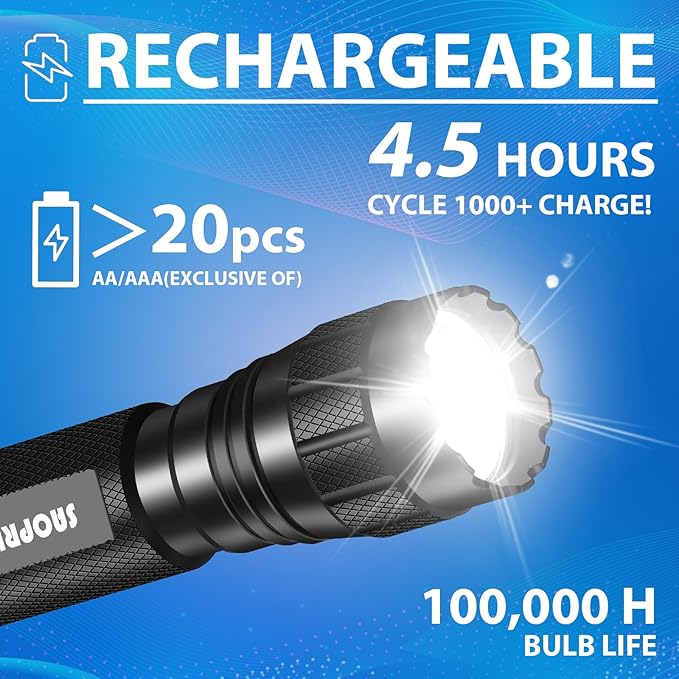 Tactical Flashlights High Lumen-Police 1200 LM Flashlight with Holster for Duty Belt,Single Mode LED Flashlight for Camping/Law Enforcement-Sentinel-X1