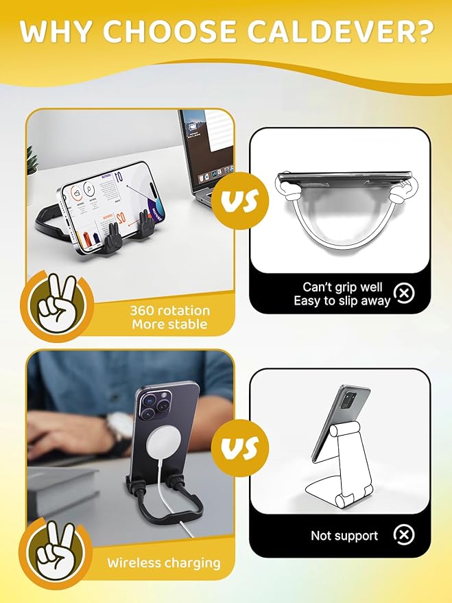 Easter Basket Stuffers Essentials for Teens Boys Girls: Cell Phone Stand Upgrade Adjustable Peace Sign Cell Phone Holder for Desk Cool Gadgets Fun Easter Gifts for Adults Kids Men Women Teenagers