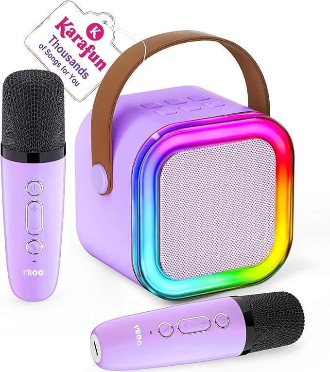 Mini Karaoke Machine for Kids, 2026 TOP Toys Birthday Gifts Ideas for Girls Ages 4, 5, 6, 7, 8, 9, 10, 12+ Years Old, Portable MP3 Player with 2 Wireless Mics for Family Home Party