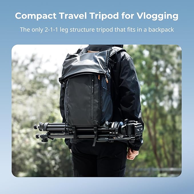 SmallRig AD-50 Heavy Duty Tripod, Carbon Fiber Video Tripod, 64" Lightweight Travel Tripods with Step-Less Damping Fluid Head, Detachable Handle, Lift Rope, Load up to 13.2lb for Camcorder, Cameras