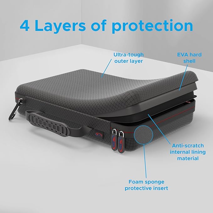 DigiCharge Action Camera Carrying Case for GoPro Lit Hero 13/12/11 Max 2, DJI Osmo Action, Akaso – Shockproof Travel Bag with Foam Compartments & Mesh Pocket – Protective Storage 12x8x2.5 Inches