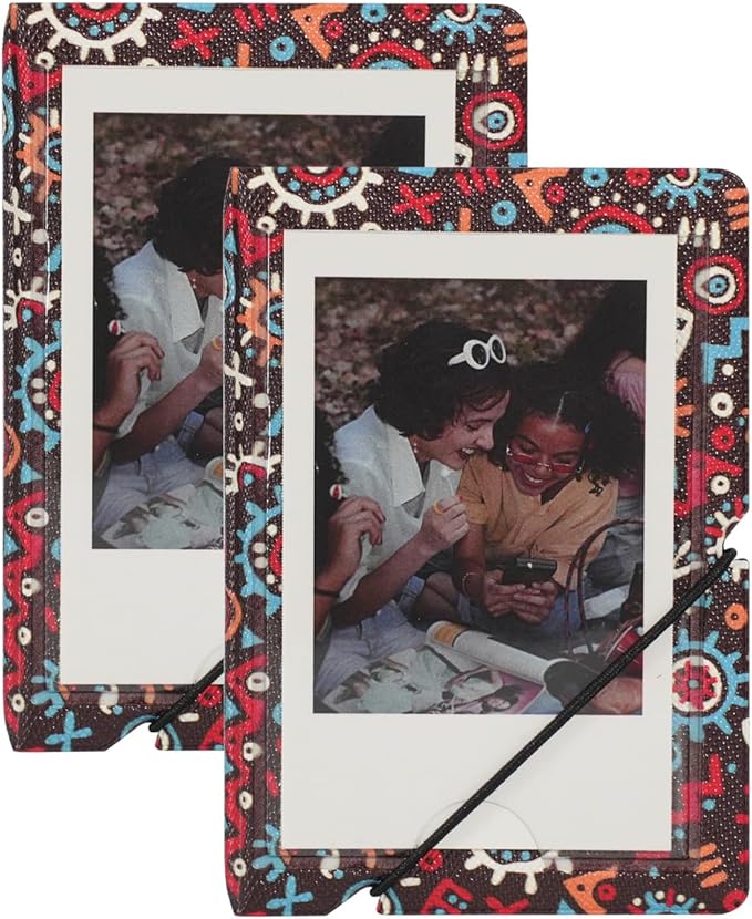 Mini 2x3 Small Polaroid Photo Album Book For 3 Inch Fujifilm Instax Mini 12 11 9 99 8 7+ 40 EVO Camera Film, HP Sprocket, K-pop Photocards. (Simple Ethnic, 2 Pack)