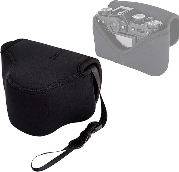 JJC Black Ultra Light Neoprene Camera Case, Compatible with X-E4 X-T30 II X-T30 X-T20 X-T10 +Short Prime Lens, 18mm F1.4/ 27mm F2.8/ 35mm F2, Pouch Bag Fuji X100V X100VI, Compact Size 127x85x84mm