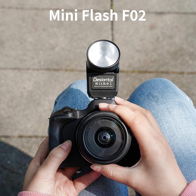 Mini Flash Speedlite, Desiontal GN8 6200K Camera Flash Light for Sony Nikon Olympus Canon Fuiifilm PentaX Hot Shoe Interface Camera, 4 Power Level 300mAh Battery 11/250S Flash Rate (Black)