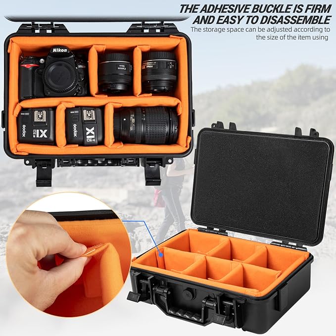 GYXZ Protective Camera Case 11.8 X 7.5 X 4.3 Inch Shockproof Water-resistant with Adjustable Dividers (Can hold cameras, pistols, gear, equipment)