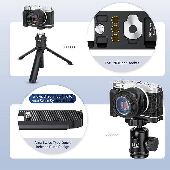 X-M5 XM5 Handgrip, L-Shape Bracket Handle for Fujifilm Fuji X-M5 XM5 Camera, with Built-in Arca Quick Release Plate & Battery Compartment Opening, XM-5 Hand Grip Holder Anti-Slip Microfiber Pad Design